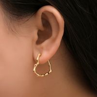 Hoop & Huggie Korea Fashion Love Heart Bamboo Small Earrings For Woman Trendy Geometric Gold Color Metal Thin Jewelry 2021