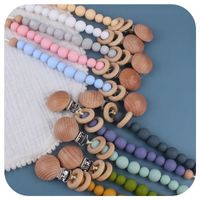 10 colors Beech Wooden silicone Bead Pacifier Holders Newbor...
