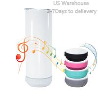 Magazzino locale! 20oz Sublimation Bluetooth Speaker Tumbler Sublimation Smart Water Bottle wireless Music Cups