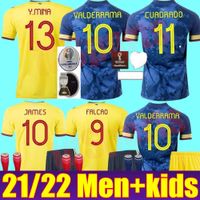 Мужчины + Kids Kit Colombia Home Away Soccer Jersey 2021 Джеймс Футбольная рубашка 20 21 Falcao Молодежный ребенок CamiSeta de Futbol Maillot