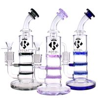 Royal Glass Bong Oil Rig Honeycomb /Tornado Perc Hookahs Tuberías de agua Big Articular Dab Ligas