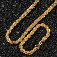 Tennis Absolvierte Halsketten Anhänger Schmuck Hip Hop Diamant Set 9mm Gold Twist Halsketten Mode Statement Zirkon Halskette für Männer und Frauen