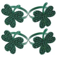 Anéis de guardanapo 4 pcs Fivelas domésticas St. Patrick's Day Tithers