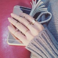 Kluster ringar 10st / set mode enkelt rostfritt stål metall ring kvinnor koreansk diy knuckle tjej klänning smycken årsdag gåva