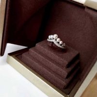 Natural bright pearl ring fashion S925 silver plated Shangmei crown pearl ring with micro diamond does not fade