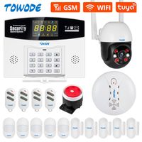 Sistemas de alarme Todade Tuya Smart WiFi GSM Home Security System Trabalhadores Detector de Movimento Detector de Movimento de Fumo Janela Sensor IP Câmera