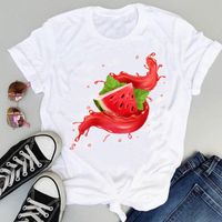 Camiseta para mujer Dibujos animados de la fruta de la fruta de la caricatura de la camiseta de la manga corta gráfica de la moda de la moda de la moda de la camiseta de la moda de las tops de las tops de las camisetas de las mujeres camisetas