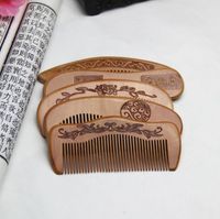 Borstar Vård Styling Verktyg ProdukterNaturliga persika förtjockade snidade träkammar Anti-statisk Mas Scalp Health Portable Hair Comb Wedding Favor