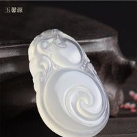 Fine Jewelry Jade Medullary Ruyi Shape Trendy Necklace Pendant for Women and Men Gifts
