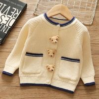 풀오버 가을 아기 소녀 의류 스웨터 어린이 곰 카디건 유아 긴 소매 옷 18m-8 년 2021