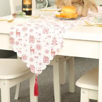 Christmas Table Cloth Runner Party Decorations Navy Tablerunner Throw For Home Dinning Decoration Mats & Pads