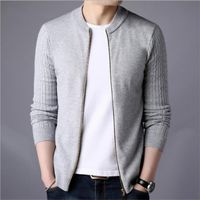 Men' s Sweaters Grey Sweater Coat Zip Up Jacket Men Autu...