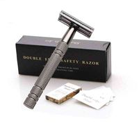 Double Edge Safety Razor With 10 Shaving Blades,Premium Wet Shaving Classic Metal Manual Shavers Fits All Standard Razor Blades 220112