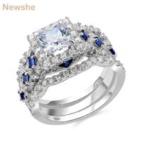 she Wedding Ring Sets Classic Jewelry 3 Pcs 925 Sterling Silver 2.6Ct White Blue AAAAA CZ Engagement Rings For Women JR4972 220207