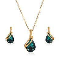 Water Drop pendant necklace earrings jewelry set Gold chain Bridal bridesmaid wedding necklaces for women will and sandy