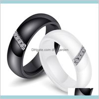Anello in argento Nano Nano ceramica in ceramica 925 larghezza 6mm bianco nero taglia 610 gioielli regalo Qoces anelli banda 4CQT2
