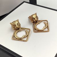 Tiger Head Studs Orecchini Designer di gioielli da donna di lusso orecchini orecchini d'oro orecchini in oro di alta qualità Casual Goldn Hoop orecchino D2110262HL