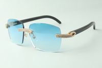 Occhiali da sole con diamanti a doppia fila classica 3524025 con occhiali di armi di corno buffalo nero, vendite dirette, dimensioni: 18-140 mm