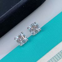 S925 Silber Quadratische Form Diamant Ohrring mit transparenter und gelber Farbe für Frauen Hochzeit Schmuck Geschenk Habe Velet Tasche PS4501