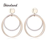 Shineland 2021 Geometric Circle Drop Earrings Gold Color Rou...