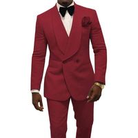 Кусочки шали отворота жениха носить мужские костюмы 2021 бордовый женихамен Slim Fit Formate Formate Business Business Men (куртка + брюки + галстук) мужские пиджаки