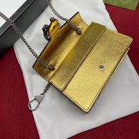 Altın Gümüş Bayan Çanta 16.5 cm Mektup Omuz Çantaları Yüksek Kaliteli Mektup Mi Ni Moda Cüzdan Gerçek Deri Çanta Çevirin Düz Mini