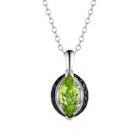GZ ZONGFA Ladies Charm Jewelry Choker Natural Peridot Pendant Luxury 925 Sterling Silver Chain Necklace For Women