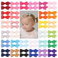 30 Colors Girl Mini Hair Bows 2, 8 inch Bow Simple Solid Colo...