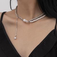Gothic Boho Baroque Pearl Choker Necklace For Women Punk Lon...