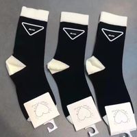Women Triangle Letter Socks Black White Breathable Cotton So...