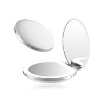 LED Işık Mini Makyaj Aynası Kompakt Cep Yüz Dudak Kozmetik Ayna Seyahat Taşınabilir Aydınlatma Ayna 1x / 5x Büyüteç Katlanabilir 1302 V2