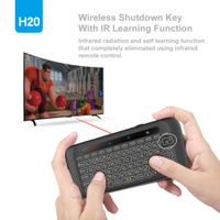Lichtgevende H20 Mini Draadloze Toetsenbord Backlight TouchPad Air Mouse IR Leunend Afstandsbediening voor Andorid Box Smart TV Windows DHL