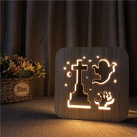 Strings Ghost Shape Wooden Lamp Ornaments Creative Night Lights LED Christmas Holiday