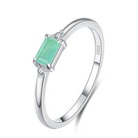 Cluster Rings Genuine 925 Sterling Silver Green Rectangle Zi...