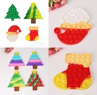 Nieuwe Kerst Serie Fidget Toy Rainbow Macaron Tie Dye Xmas Tree Stocking Hat Push Bubble Poo-zijn bordspel Party Ornament Kids Geschenken Anti Angst Speelgoed H923HR4R