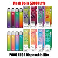 Otantik Poco Büyük Tek Kullanımlık E-Sigaralar Pod Cihazı Kiti 5000 Puffs 950 mAh Şarj Edilebilir Pil 15 ML Tedbir Örgü Bobin Kartuş Sopa Vape Pen vs BANGA54