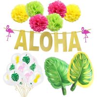 1set flamingo aloha tropical anners / tartaruga folha / balão de frutas para decoração do casamento de aniversário suprimentos de festa havaiana