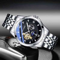 Mxxsee Stainless Steel Strap Fashion Man's Wristwatches Automatic Mechanical Waterproof Hollow-carved Hot Style Watches Men