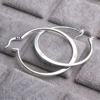 Real 925 Sterling Silver Oval Big Hoop Earrings For Women Flat Thin Round Wedding Jewelry Accessory Punk Brincos Plata & Huggie 1628 Q2