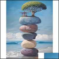 Peintures arts, artisanat cadeaux maison jardin peinture par numéro de toile de peinture kits marin bricolage bricolage acrylique numéros d'image pierre montagne modère