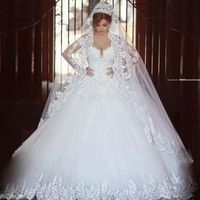 ZJ9074 Свадебное платье Принцесса 2021 старинные с длинным рукавом кружевной лодки шеи линии невесты платья для невесты свадебные шариковые платья плюс размер