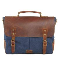 Mäns Messenger Bags Canvas Shoulder Bag Handväska Crazy Horse Läder Briefcase Retro Office Bag Drop 211101