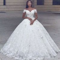 2020 Новые поступления кружева аппликации свадебные платья с плечального балла платья платья плюс размеры Vestido de Noiva