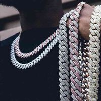 Miss Dropshipping Custom Jewelry Hip Hop Männer Frauen 14k Weißgold Überzogene CZ Diamant Iced Out Cuban Link Kette Armband Halskette