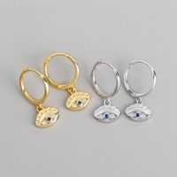 Pendientes de perno de ojo de color de color de oro para mujer de plata esterlina 925 Azul CZ Earings Femenino Bijoux Hoop Huggie Joyería fina