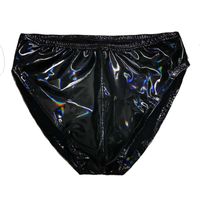 Sexy Men's Black PVC Couro Underwear Mini Briefs Masculino Elastic Underpants Lingerie Gay Calzoncillos Plus Size XXXXL