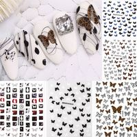 7 Styles Lace Leopard Printing Color Butterfly Nail Art Stic...