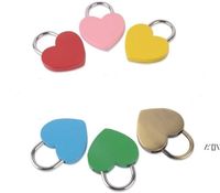 Sevgililer Günü 7 Renkler Kalp Şeklinde Konsantrik Kilit Metal Mulitcolor Anahtar Asma Kilit Gym Toolkit Paketi Kapı Kilitleri Yapı Malzemeleri LLF