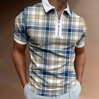 폴로 맨 셔츠 코튼 티셔츠 셔츠 폴로 여름 골프 공연 라펠 폴로 르트 남성 인쇄 패턴 짧은 슬리브 상단 격자 무늬 인쇄 플러스 크기 캐주얼 셔츠