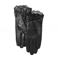 Five Fingers Gloves High Quality Women Genuine Sheepskin Leather Autumn Winter Warm Full Finger Fashion Female Lace Bow Mittens S2581